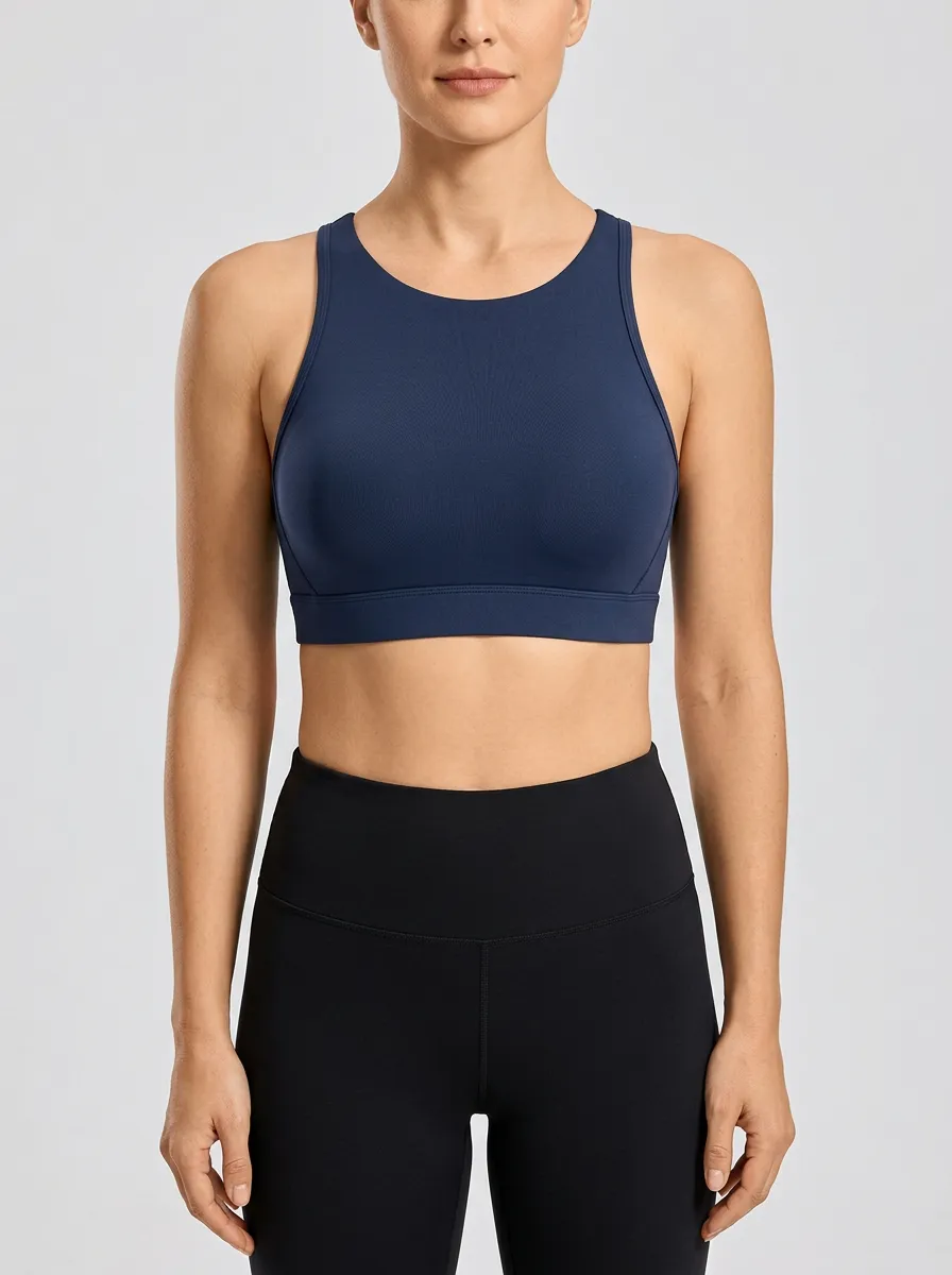 Women's High-Neck Racerback Wide-Band Sports Bra