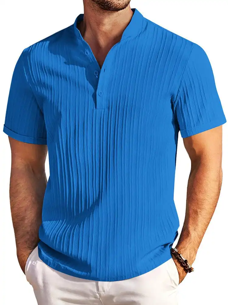Casual Textured Henley T-Shirt