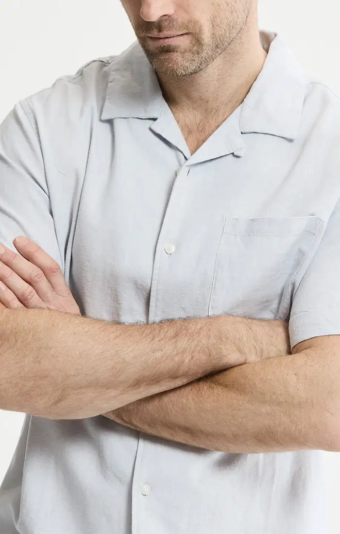 Linen Blend Short Sleeve Camp Shirt