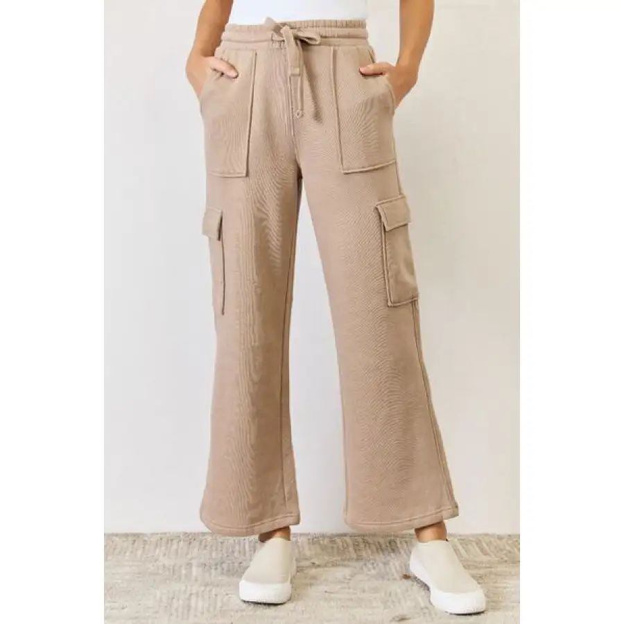 Risen High Waist Cargo Wide Leg Pants
