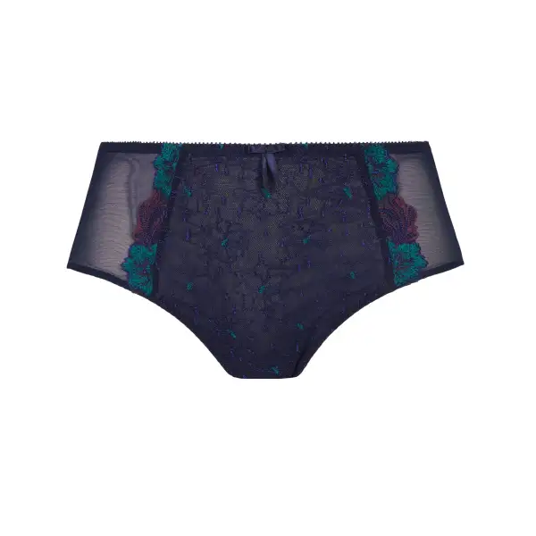 Women's Full Coverage High Waist Elastic Waistband Cotton Gusset Floral Embroidery Mesh Cotton Satin Decorative Bow Soft Fabric Stretch Fit Supportive Fit Brief Panty
