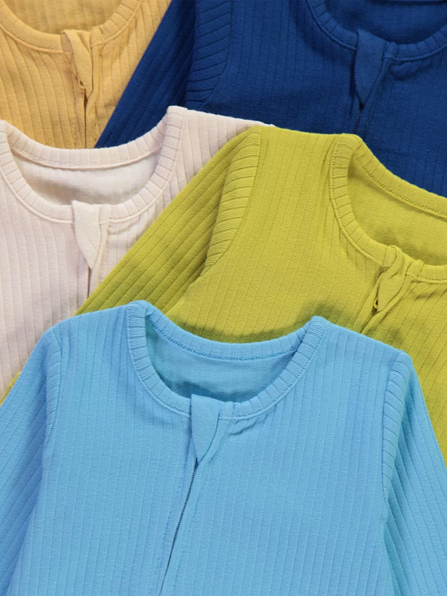 Bright Ribbed Zip Fasten Sleepsuits 10 Pack detail 2