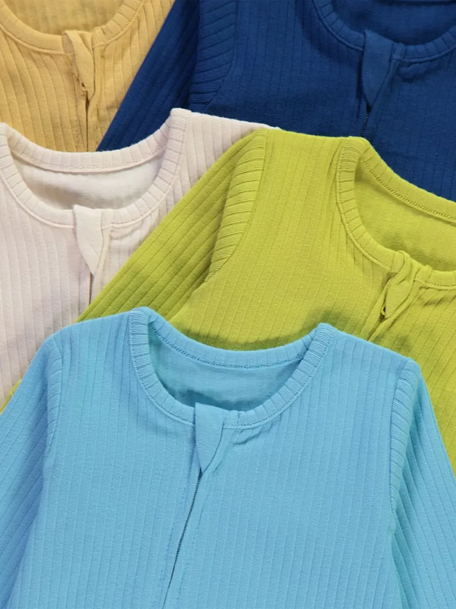 Bright Ribbed Zip Fasten Sleepsuits 10 Pack