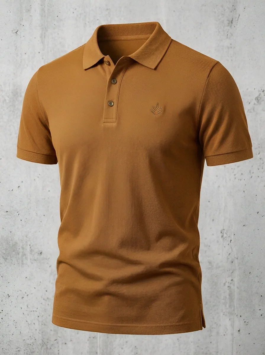 Leaf-Detail Embroidered-Detail Men's Polo Shirt