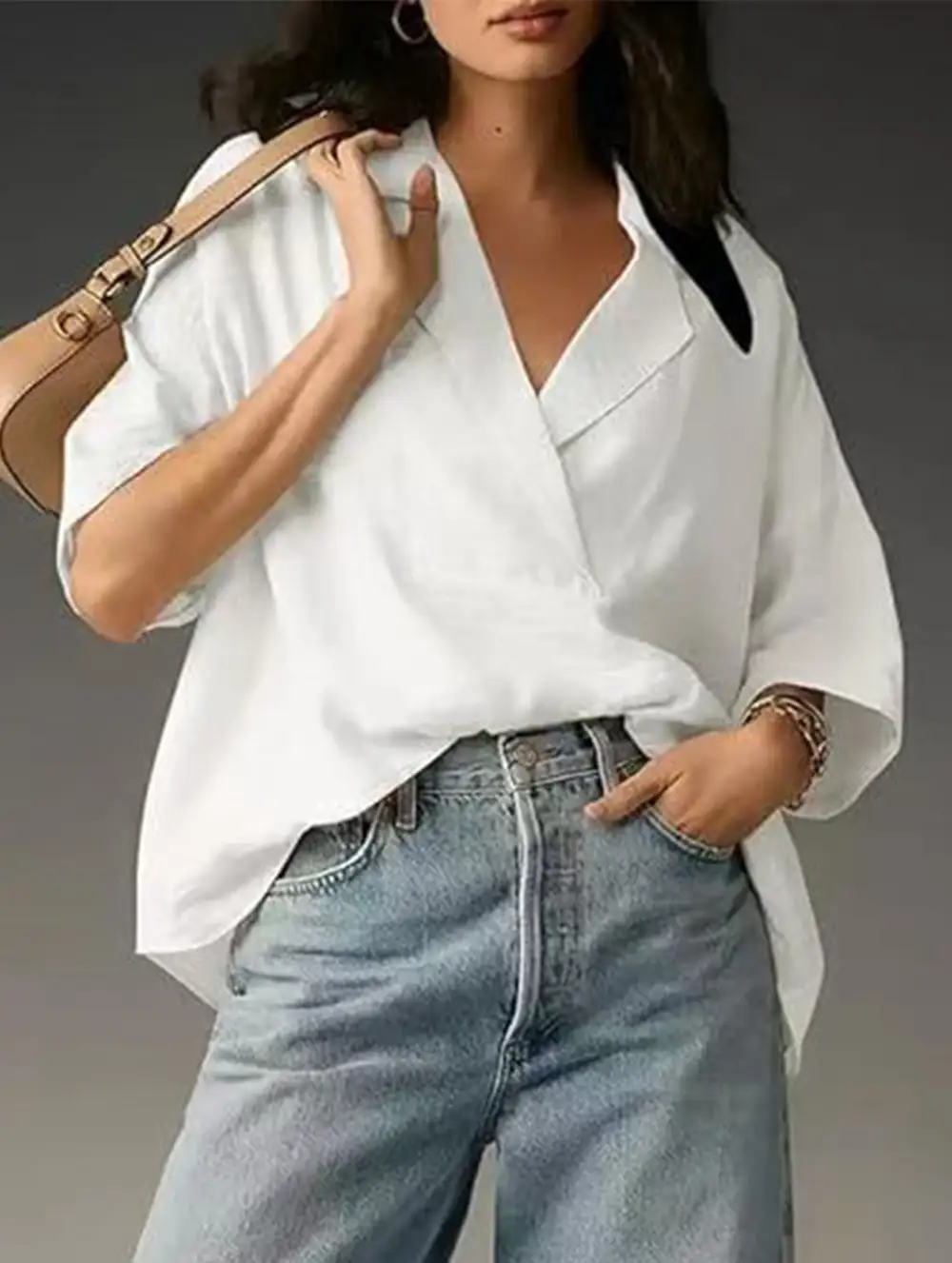 Textured Short Sleeve Lapel Shirt
