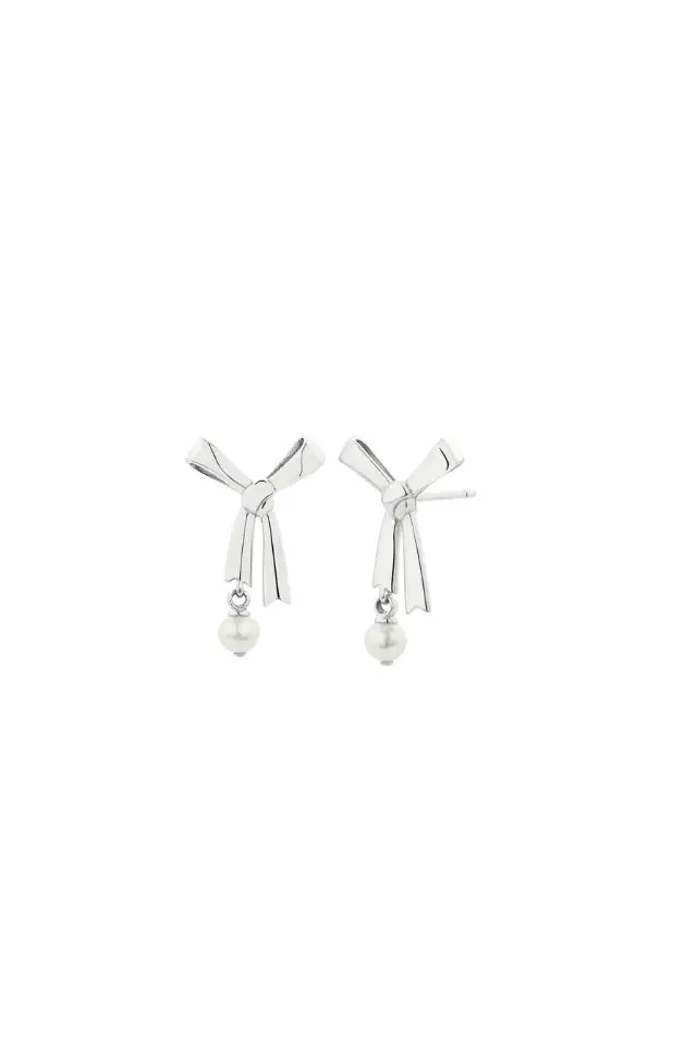 Pearl Bow Stud Earrings