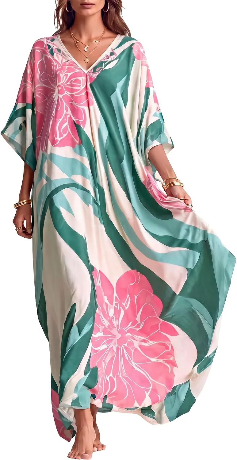 Women Moomoo Dress Beach Cover Ups for Women Long Kaftan Nightgown Muumuu Plus Size Caftan