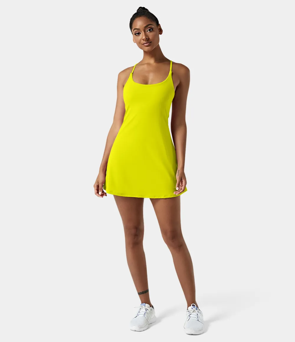 Softlyzero Airy Backless Cut Out 2-in-1 Pocket Cool Touch Mini Activity Dress