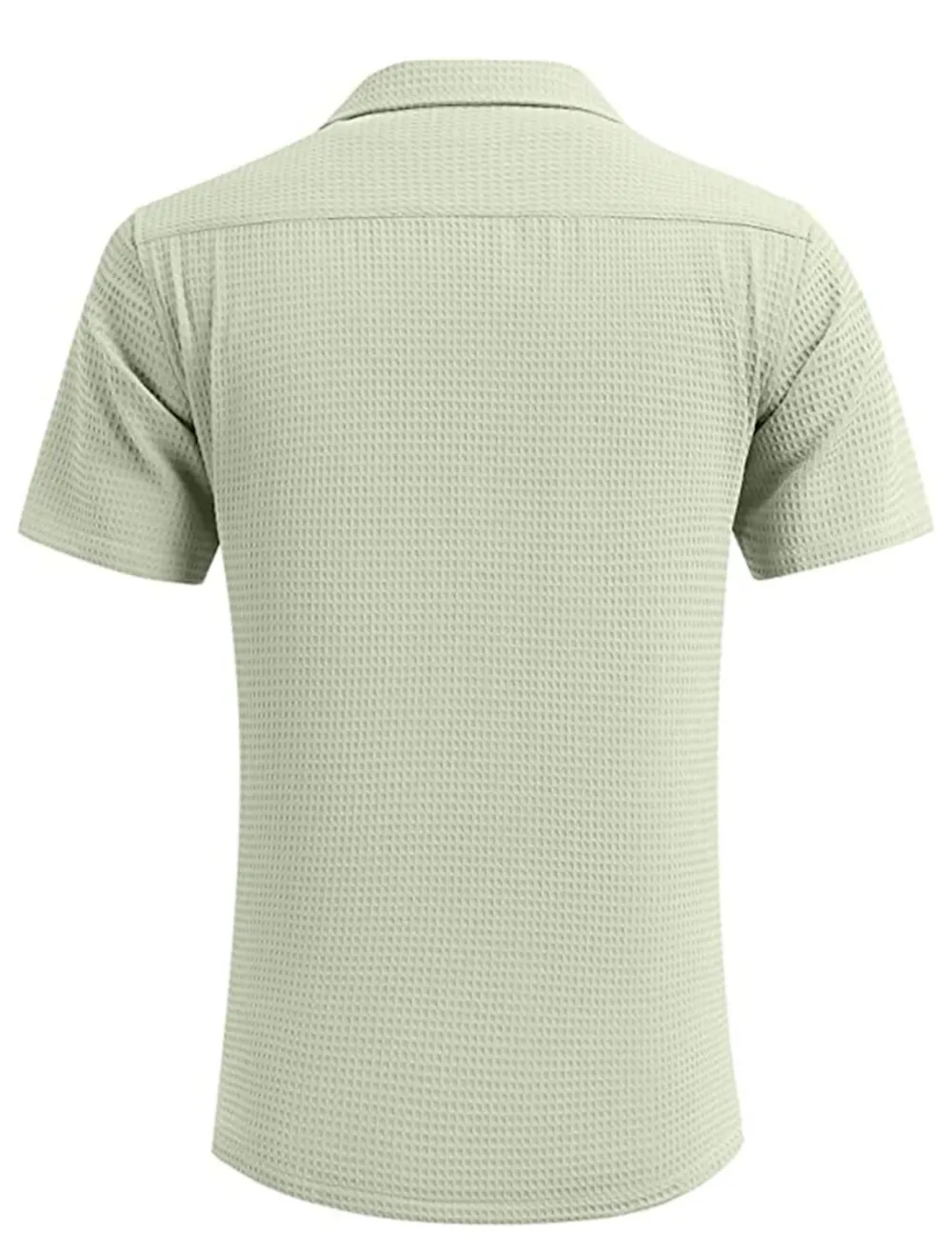 Textured Knit Open Collar Shirt