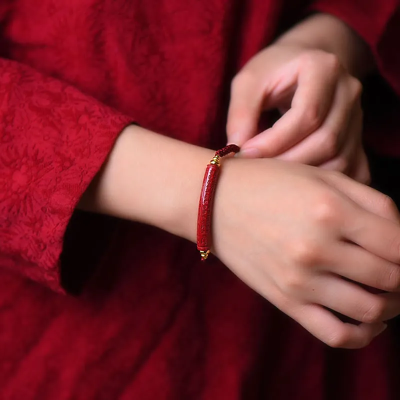Handmade Cinnabar Heart Bracelet