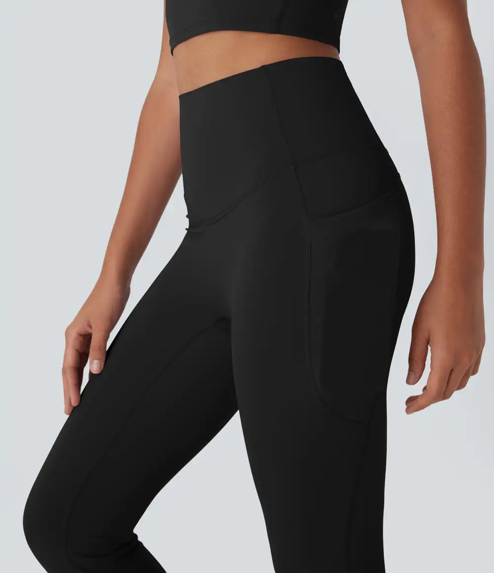 UltraSculpt Cool Quick Dry SoCinched High Waisted Tummy Control Yoga Bootcut Leggings-UPF 50+ with Pockets