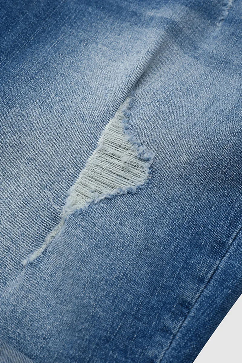 Ripped Lwo Waist Denim Bermuda Shorts