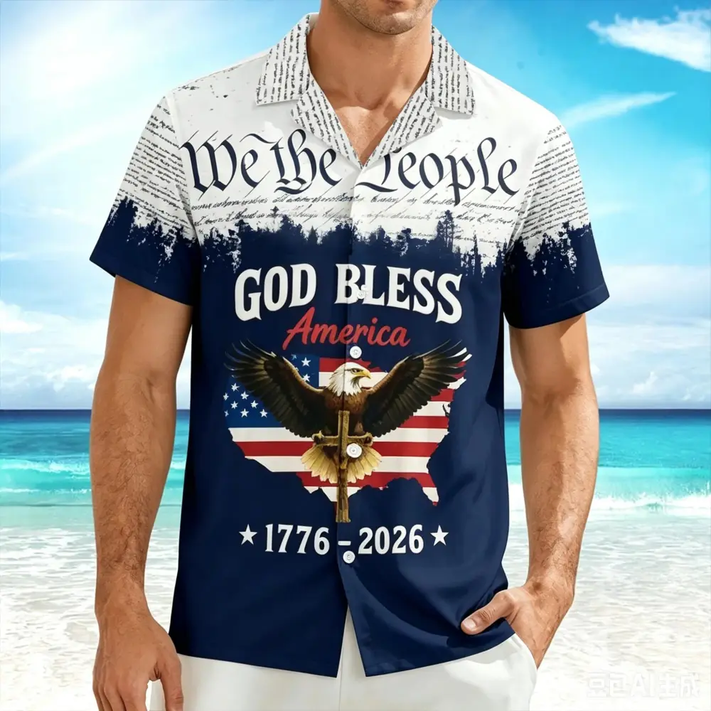 Men's Retro Hawaii Shirt Mixed Bundle 250 Years of Freedom 250th Anniversary Patriotic Shirt