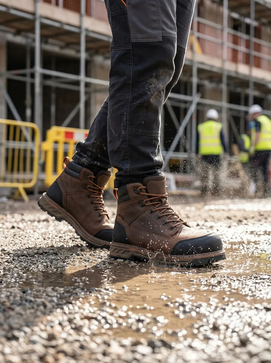 Modern Leather-Look Men's Waterproof Work Boots