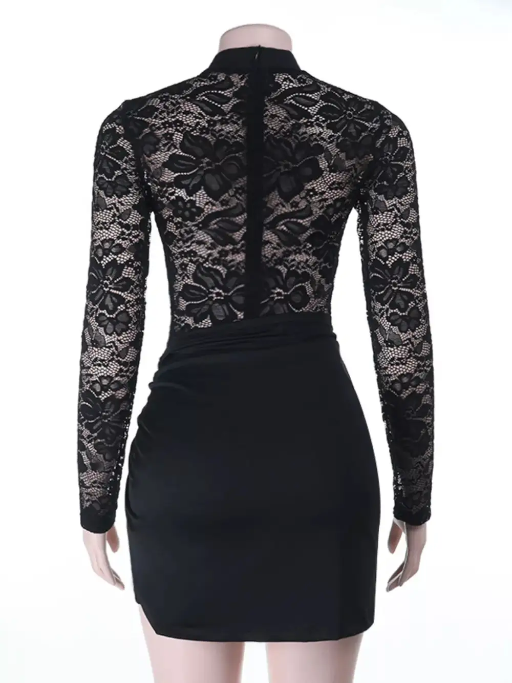 Lace Long Sleeve Bodycon Mini Dress