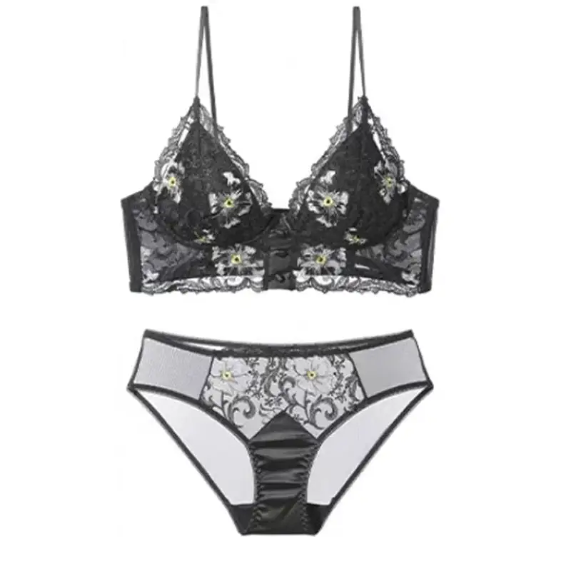Floral Button Detail Lingerie Set