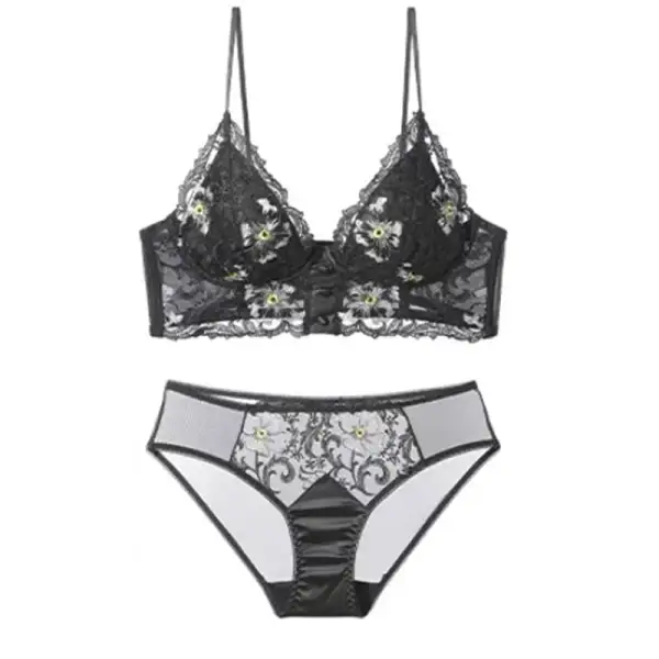 Floral Button Detail Lingerie Set