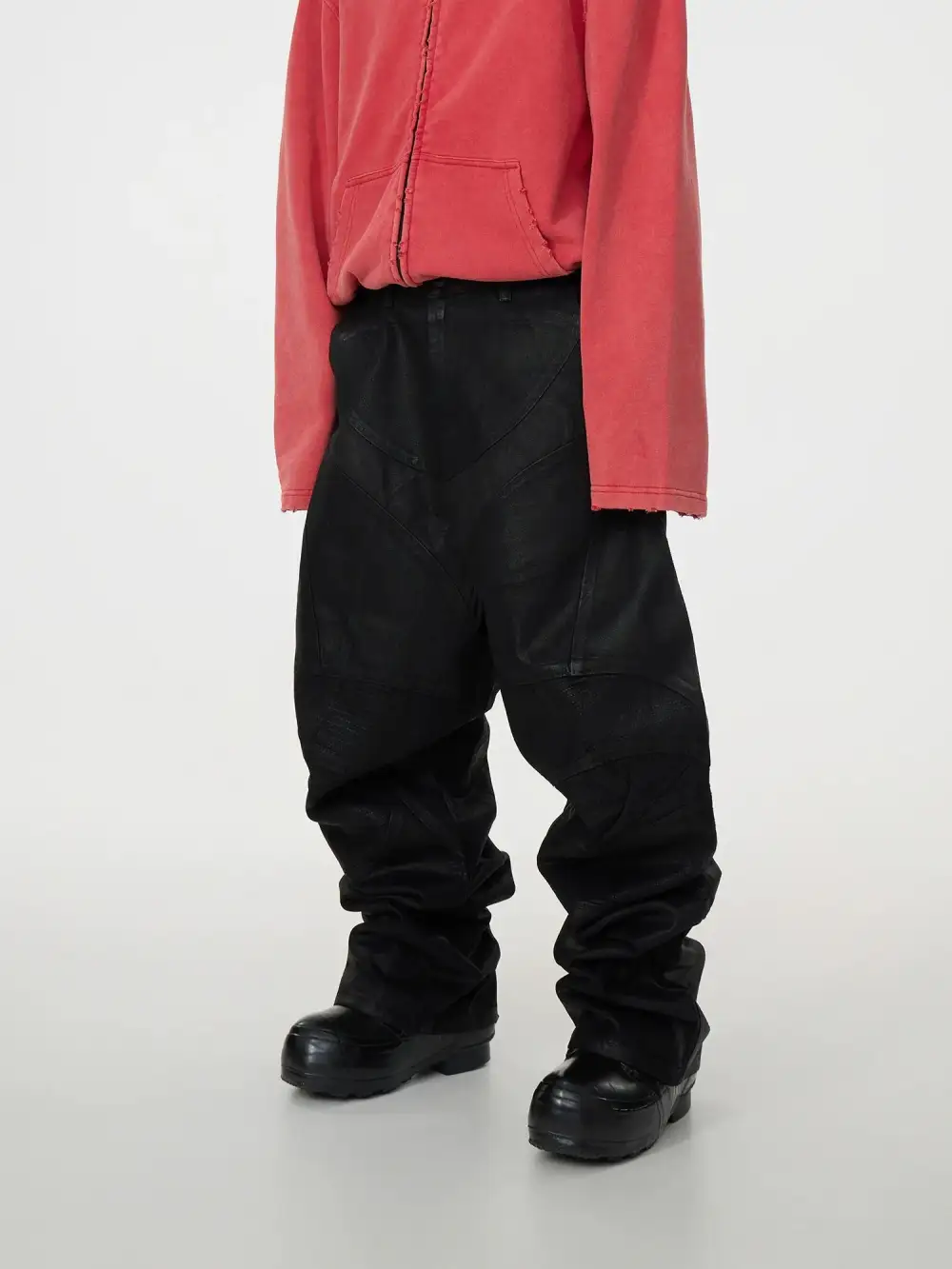 Patchwork Baggy Jeans With Buckle Details
