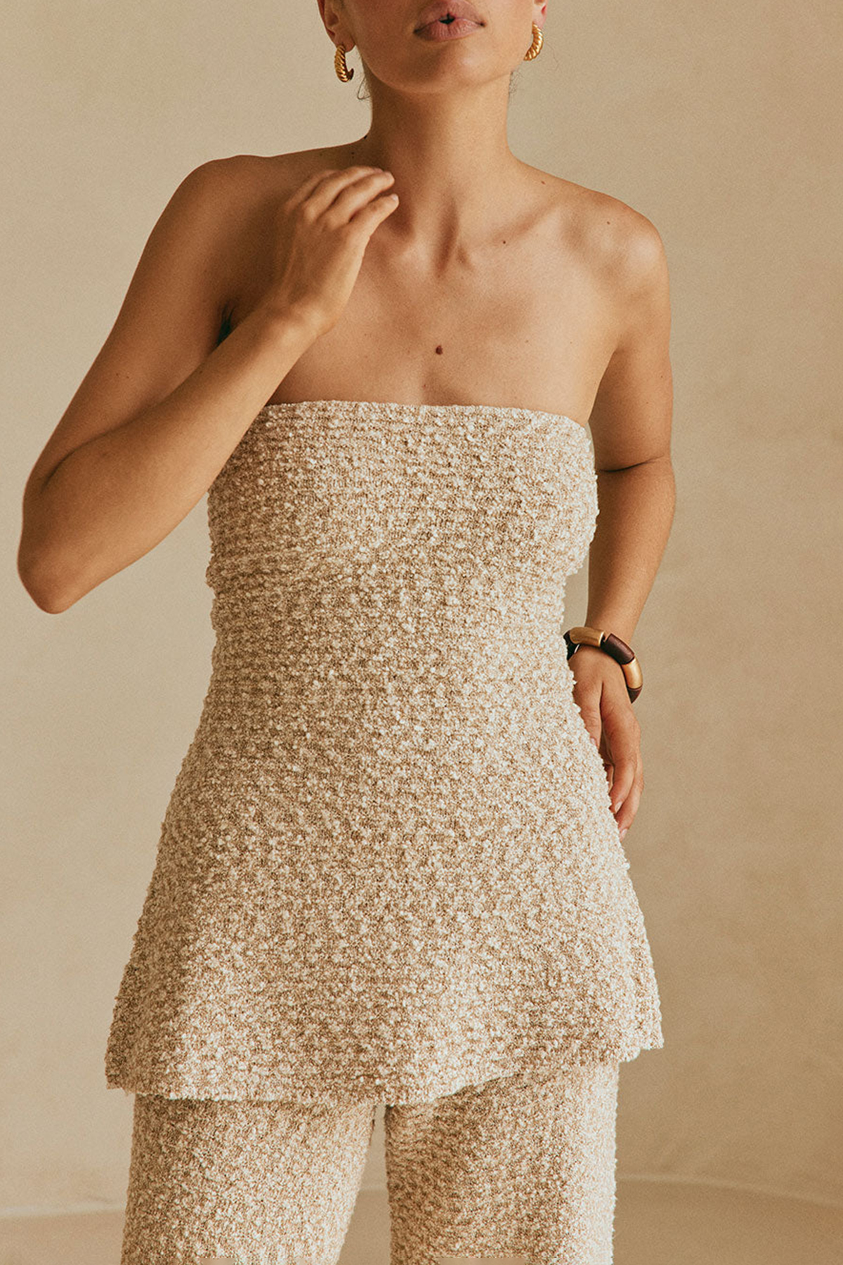 Strapless Ruched Knit Top - meadowrie