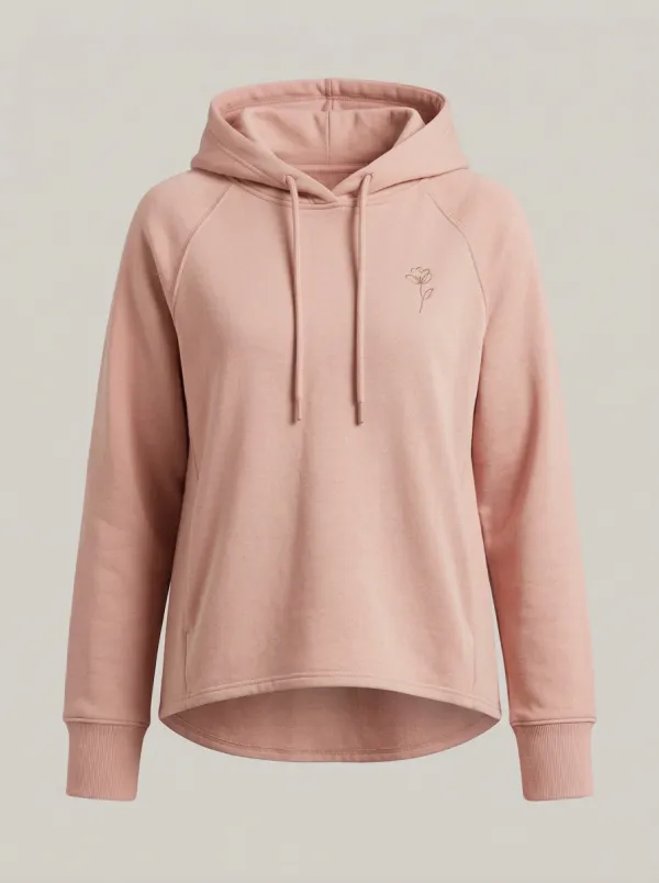 Women's Minimalist Floral Line Art Printed Sage Green Hoodie
