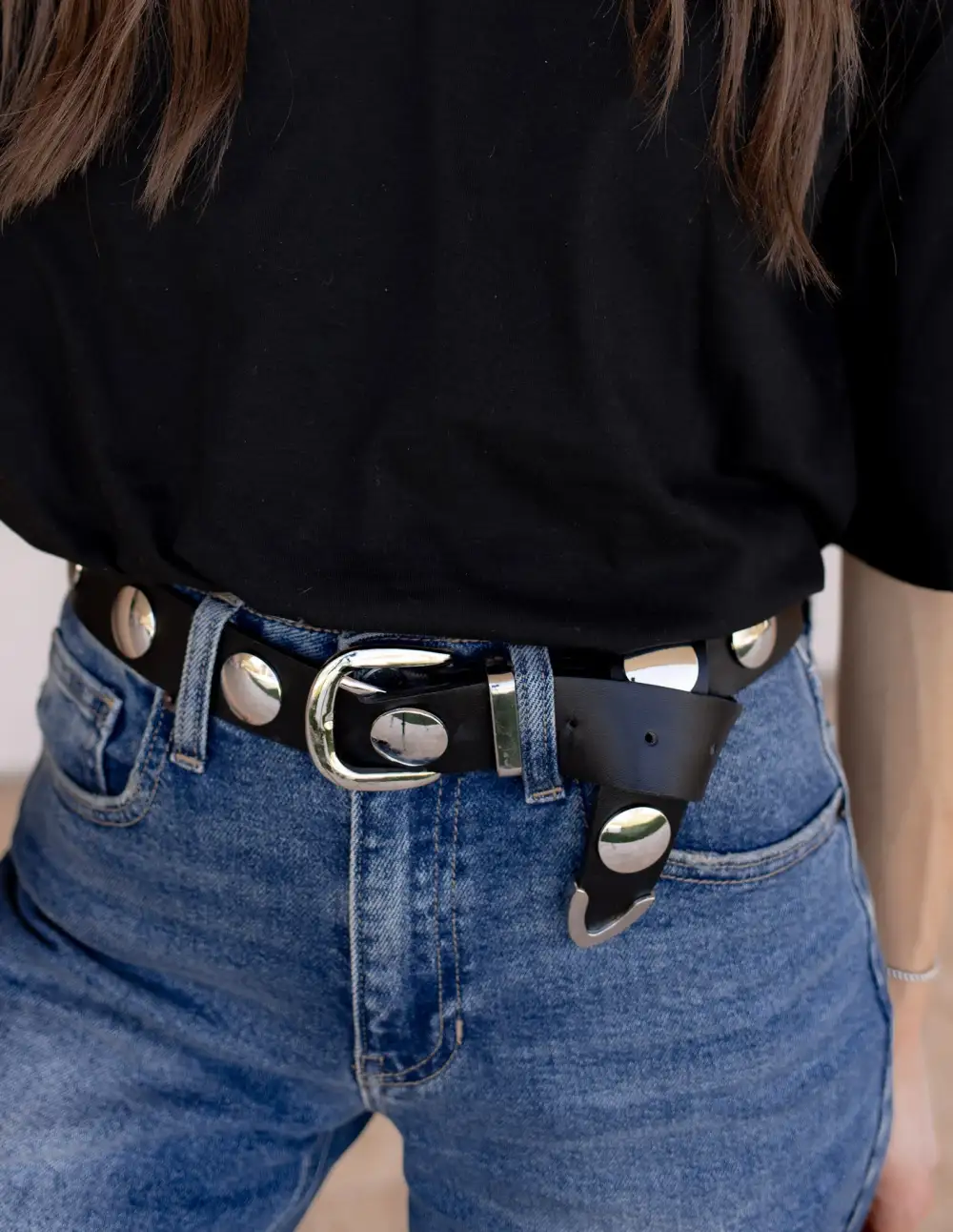 Metallic Disc Studded Waist Belt