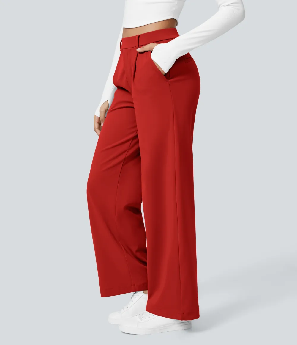 2026🔥  High Waisted Pocket Straight Leg Work Pants