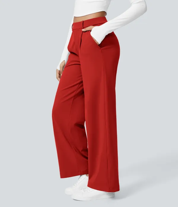 2026🔥  High Waisted Pocket Straight Leg Work Pants