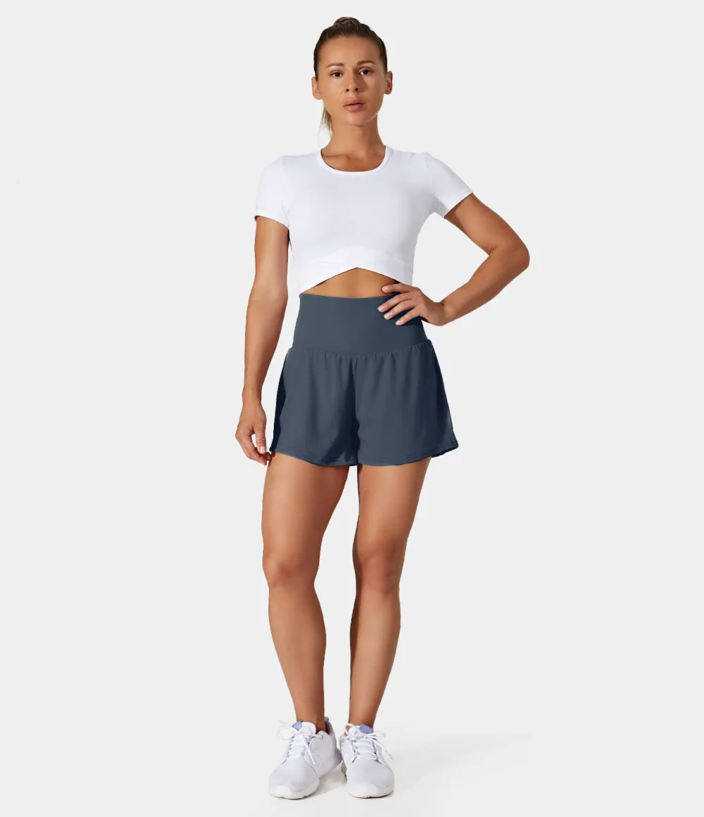 2026🔥  Super High Waisted Back Pocket & Side Hidden Pocket 2-in-1 Yoga Shorts 2.5