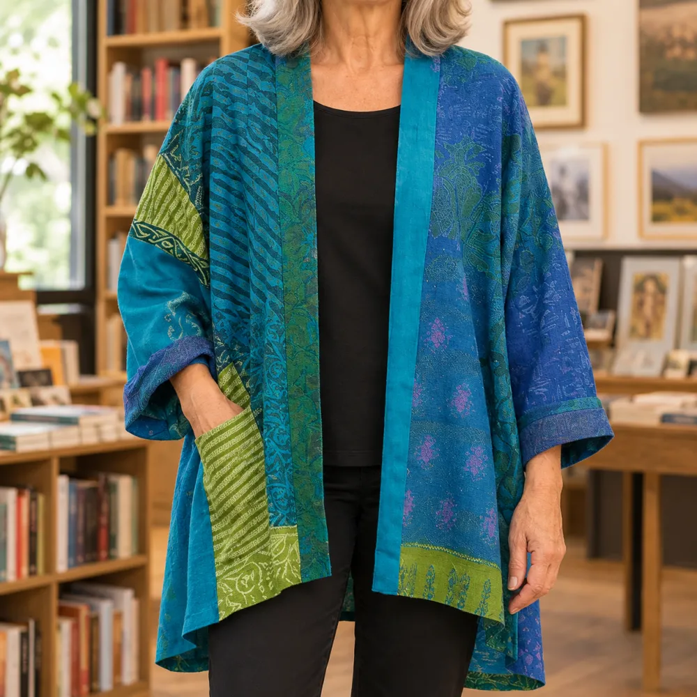 Patchwork Soft Knit Relaxed Cardigan
