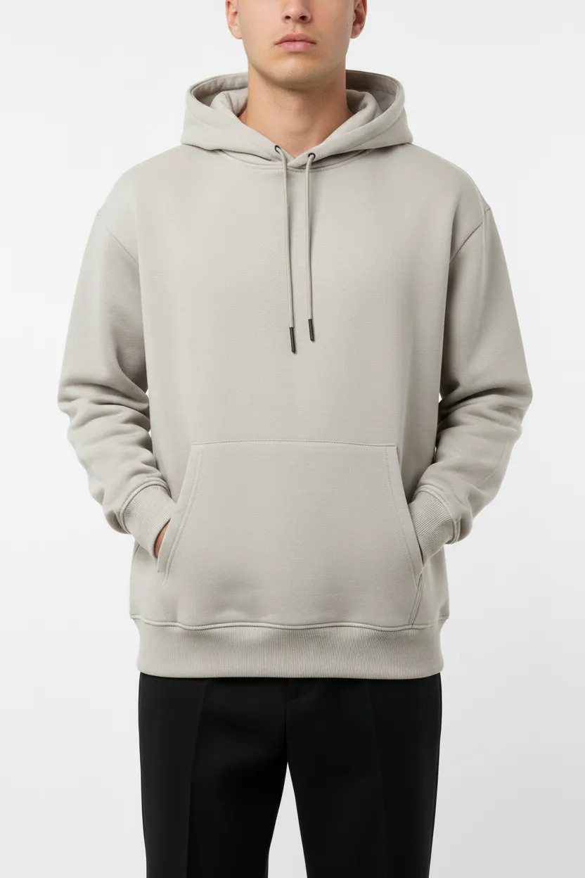 Refined Regular Fit Cotton Ribbed Hooded Pullover Hoodie