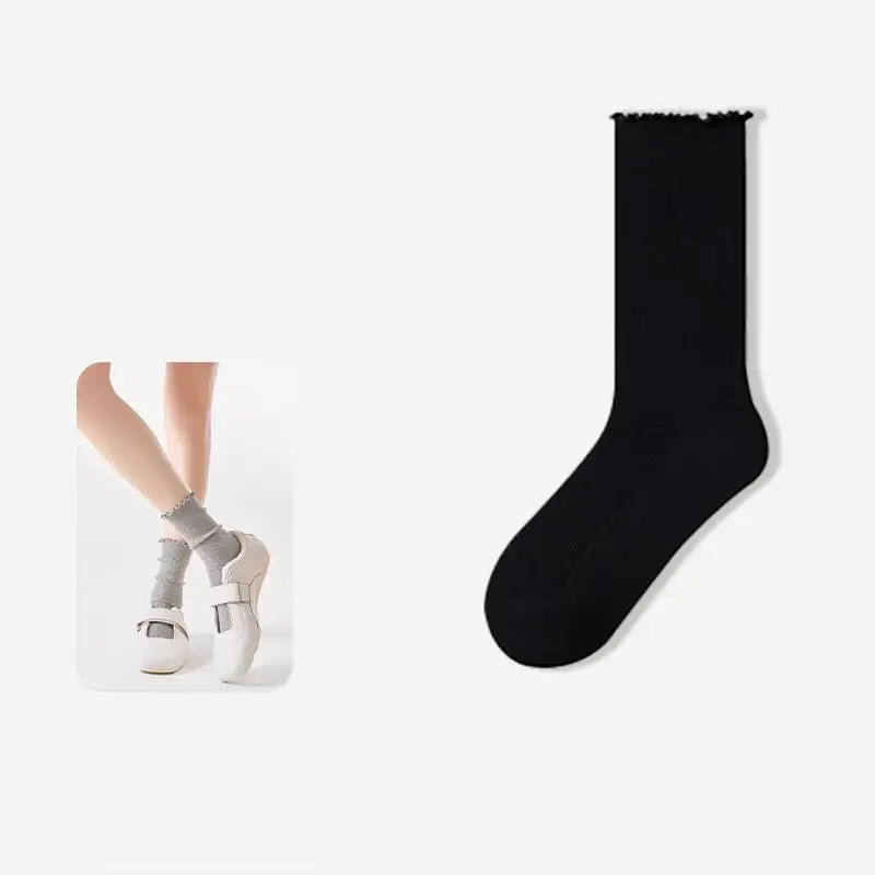 Lettuce Trim Ribbed Slouch Crew Socks