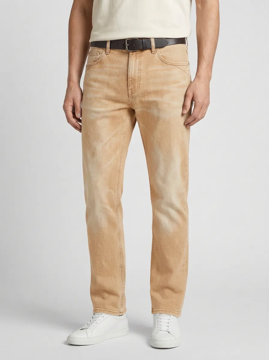 Faded Washed Straight Jeans