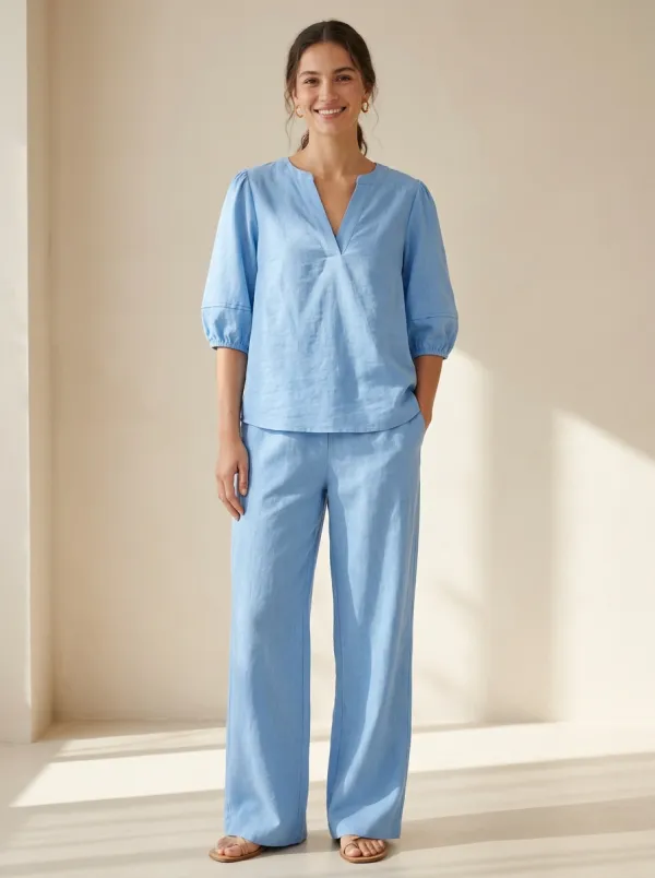 Everyday Puff-Sleeve Women's V-Neck Shirt