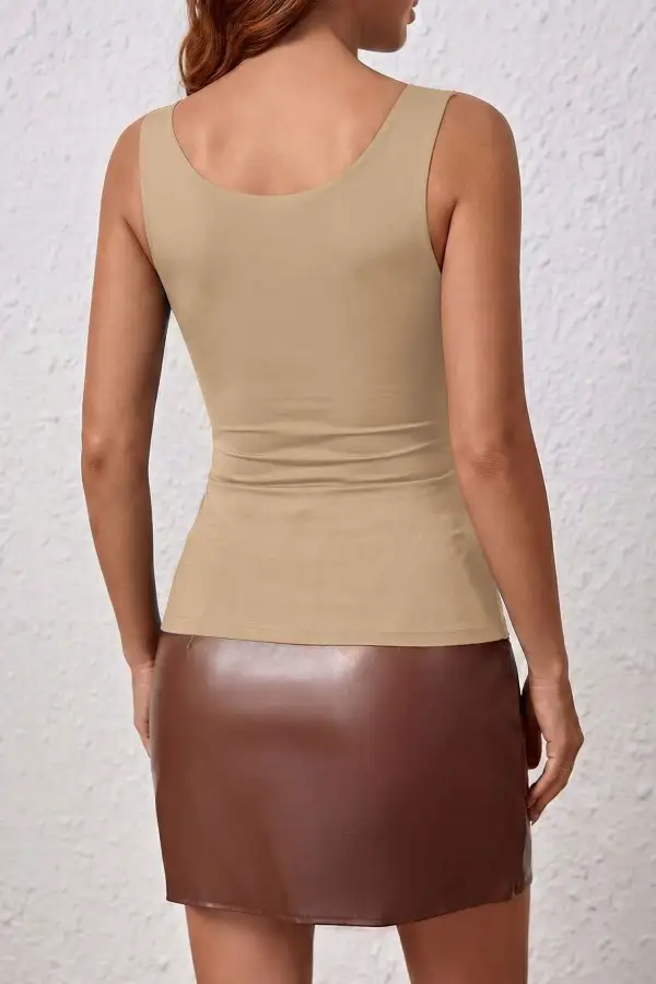 Wide Strap Splicing Athleisure Tank Top