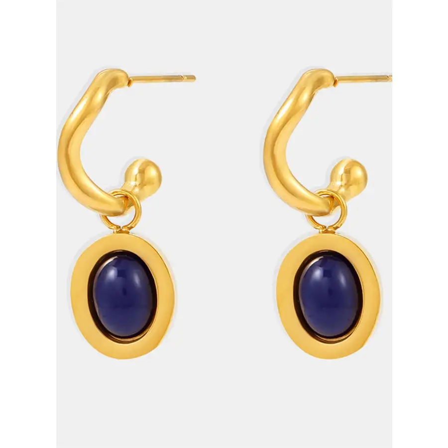Stainless Steel Oval Drop Earrings