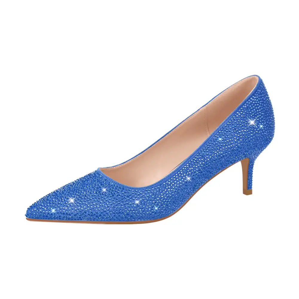 Rhinestone Pointed Toe Low Heel Pumps