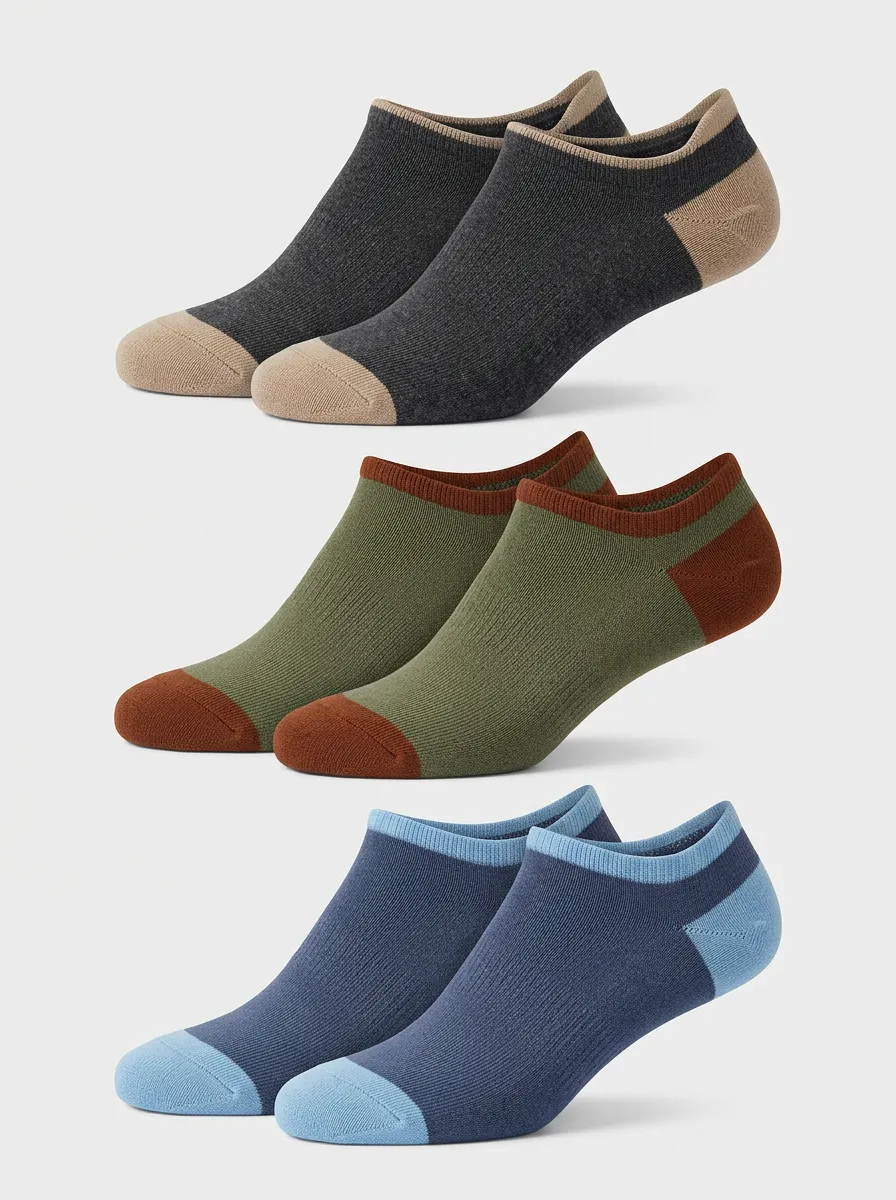 Men's Minimal Colorblock Low-Cut Ankle Sock Set