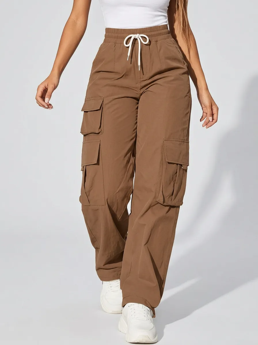 High-Rise Multi-Pocket Pocket Breathable Cargo Pants