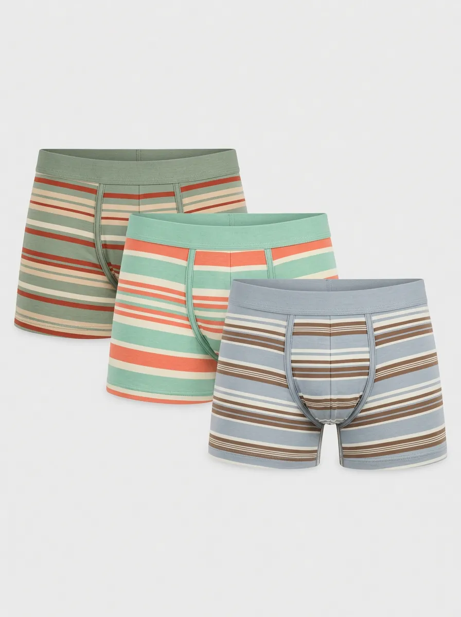 Men's Trail Multi-Pack Striped Pattern Printed Boxer Briefs
