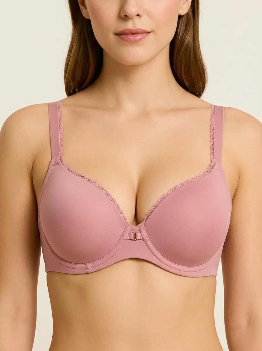 Women's Underwire Seamless Lace-Trim Scalloped-Edge Bra