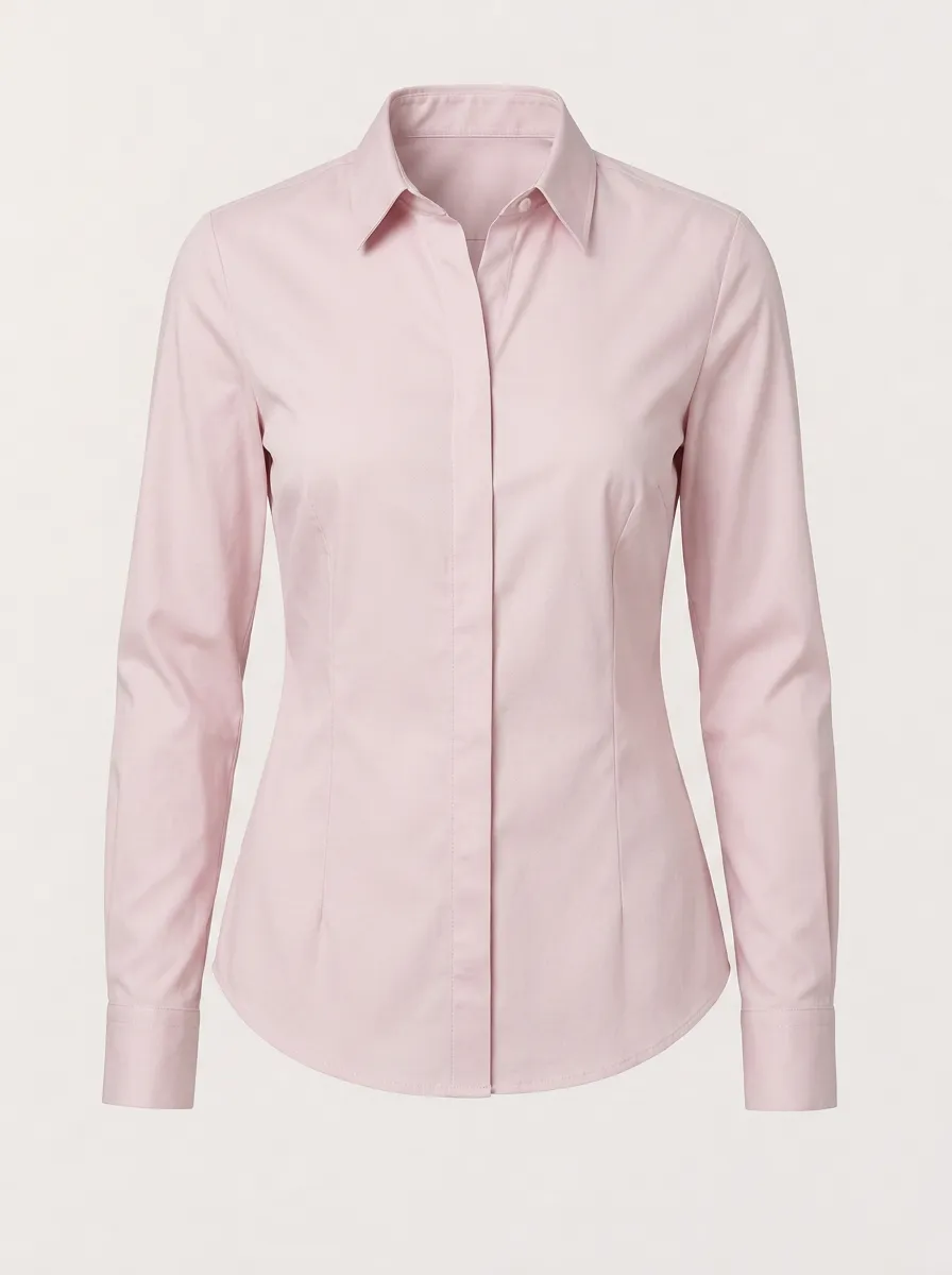 Women's Pastel Pink Solid Color Button Down Shirt
