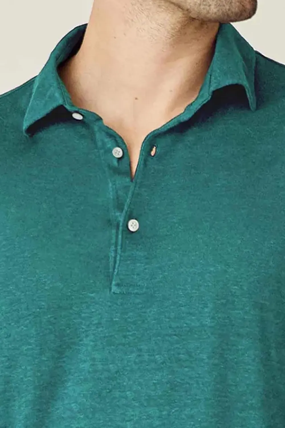 Breathable Polo Linen Jersey-Green