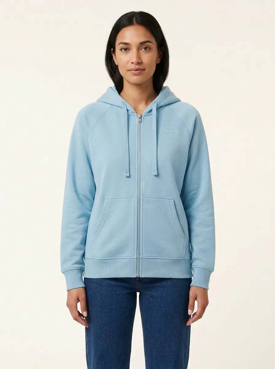 Women's Celestial-Circle Raglan Full-Zip Patch-Pocket Hoodie