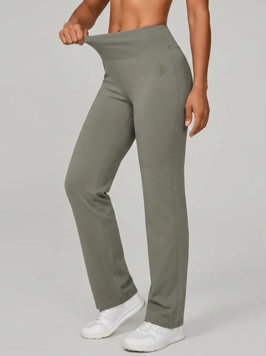 Women's Classic All Day Leaf Printed Mid Rise Straight Leg Pants