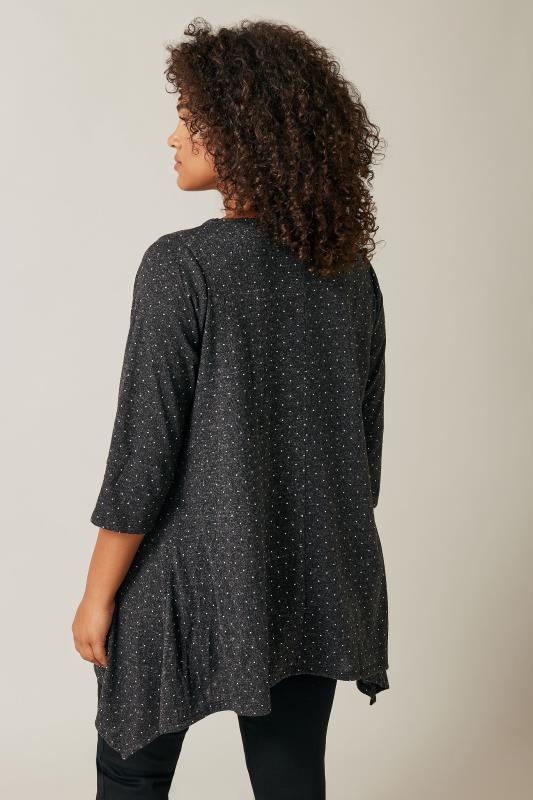 Charcoal Grey Studded Detail Hanky Hem Top detail 2