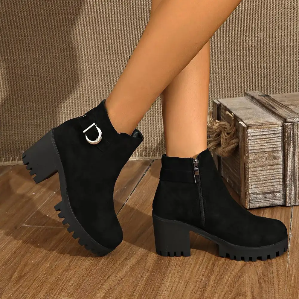 Essential Round Toe Block Heel Boots