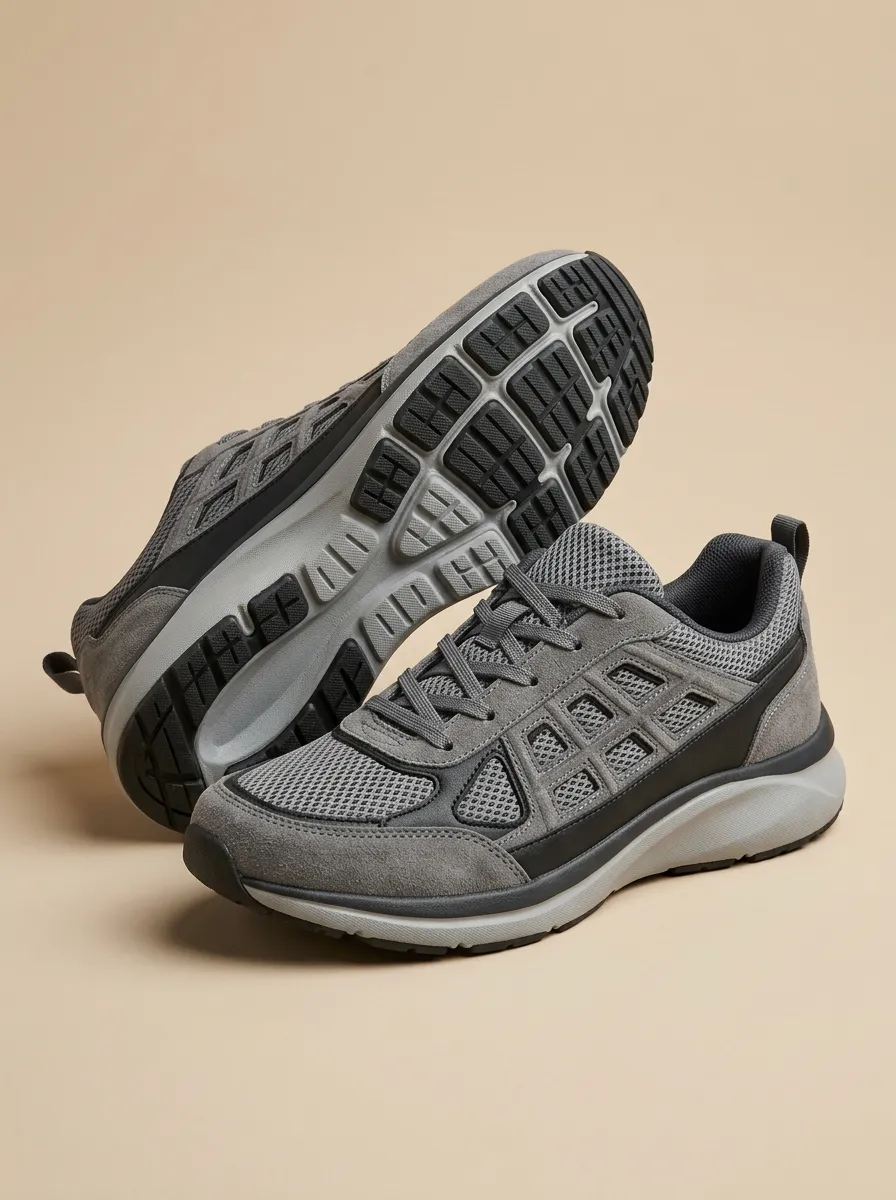 Men's Casual Suede Mesh Print Sneakers