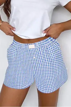 Plaid Gingham Printed High Waist Shorts