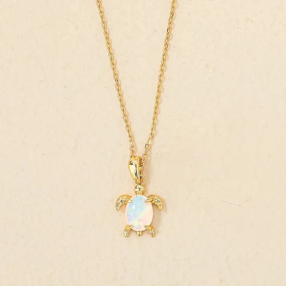 Opal Turtle Pendant Necklace