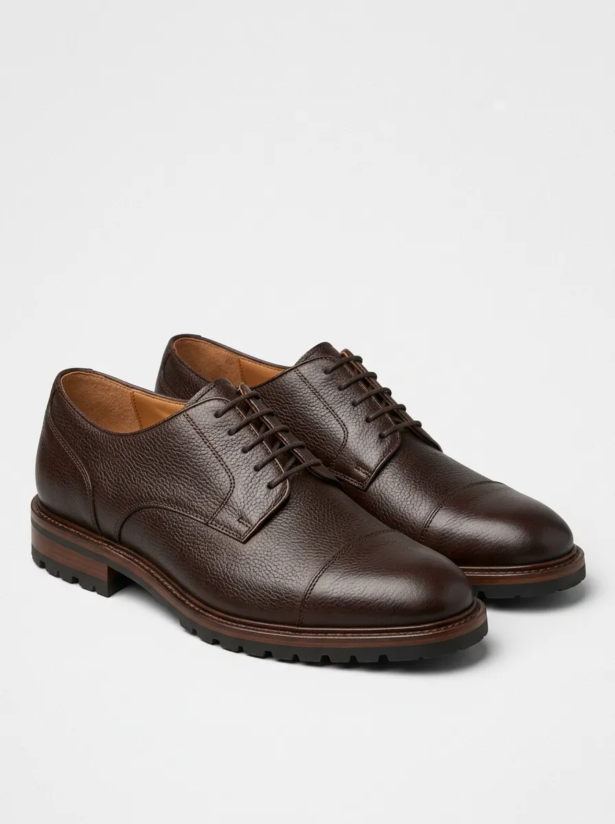 Men's Heritage Inspired Pebble-Grain Derby Dress Shoes